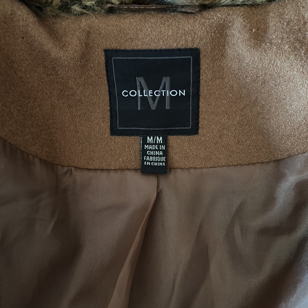 M COLLECTION vintage brown fitted coat with faux fur collar size medium - Picture 12 of 16